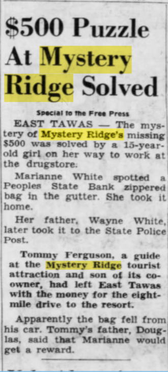 Mystery Ridge - July 1960 Article